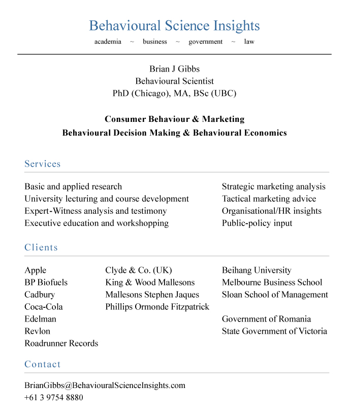 Brian Gibbs Behavioural Science Insights